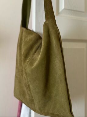 Olive Suede Shoulder Bag - Women